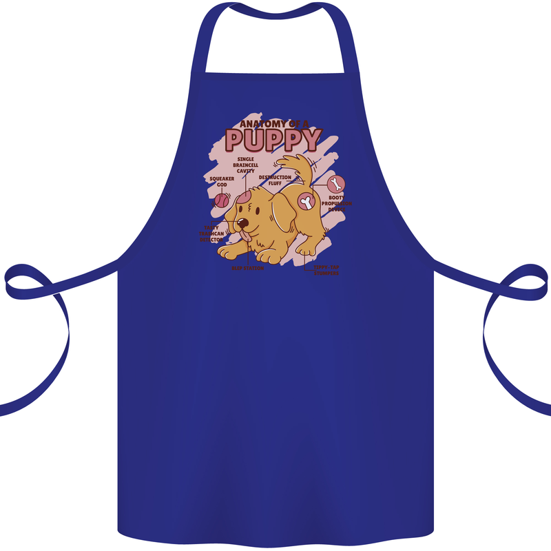 Anatomy of a Puppy Dog Cotton Apron 100% Organic Royal Blue
