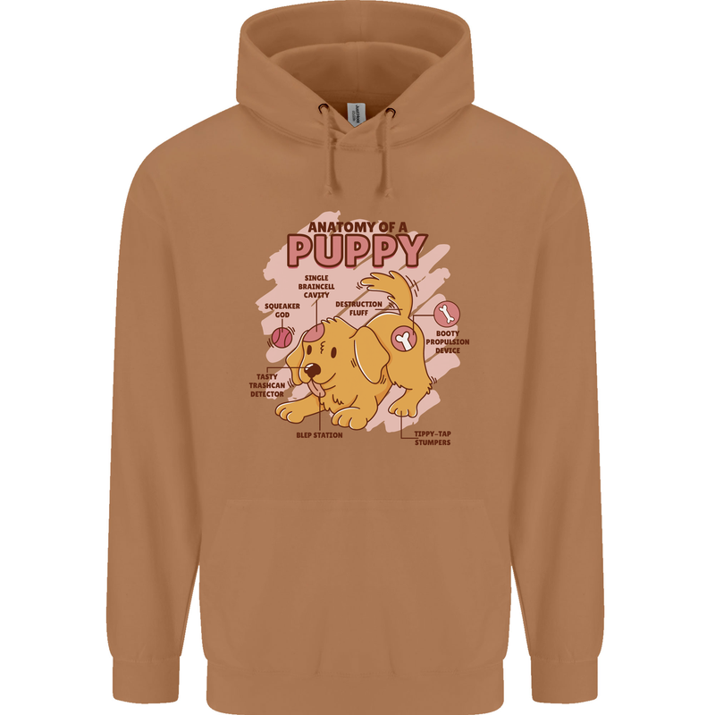 Anatomy of a Puppy Dog Mens 80% Cotton Hoodie Caramel Latte