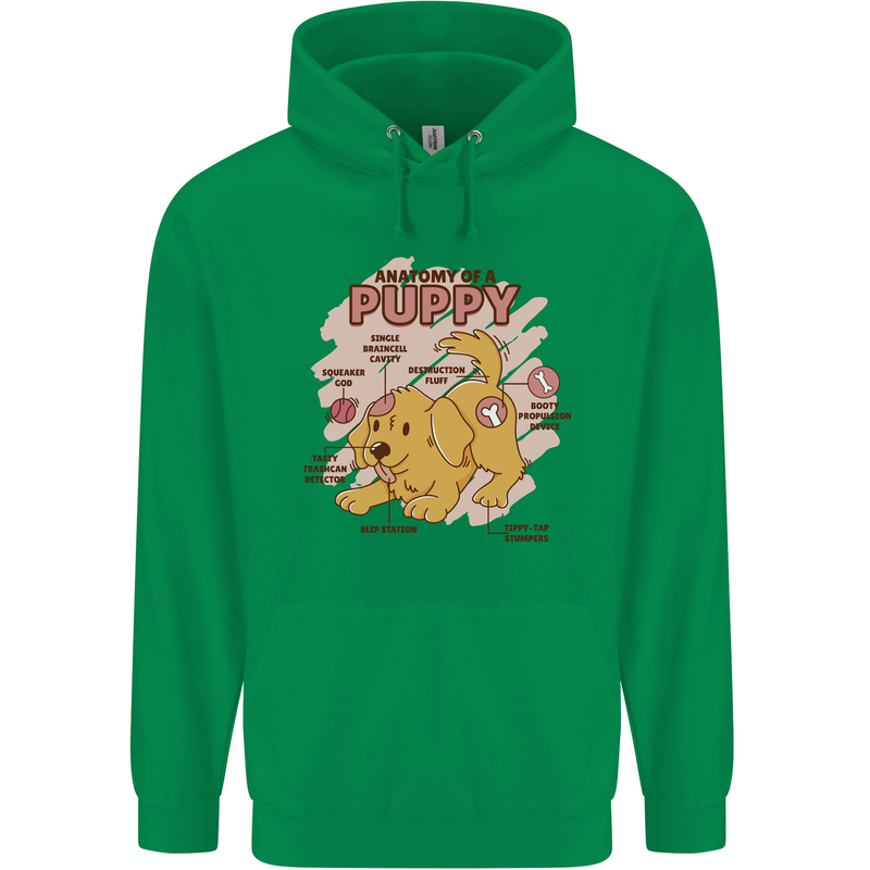 Anatomy of a Puppy Dog Mens 80% Cotton Hoodie Irish Green