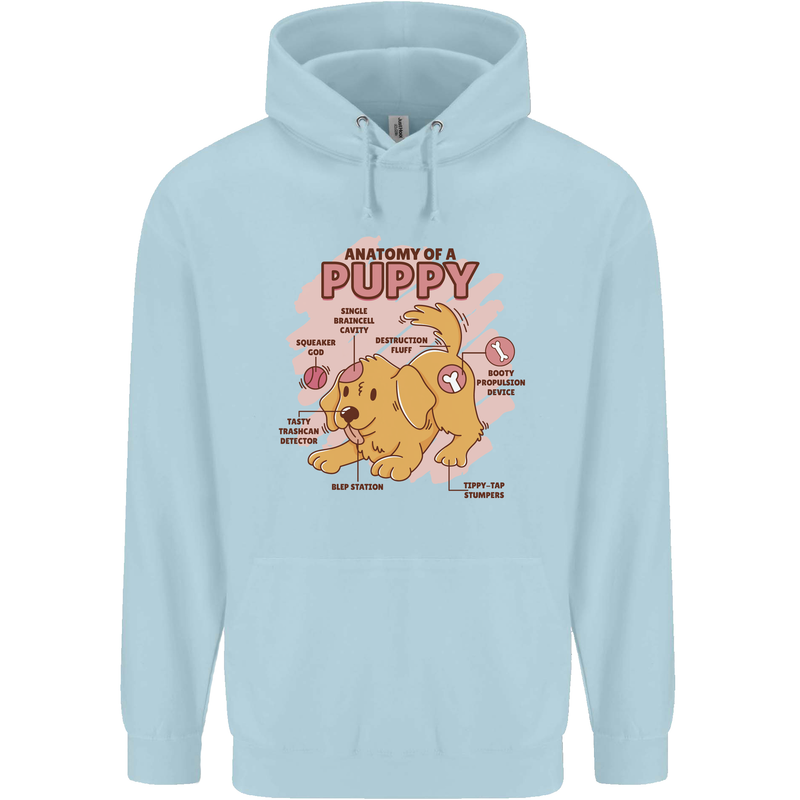 Anatomy of a Puppy Dog Mens 80% Cotton Hoodie Light Blue