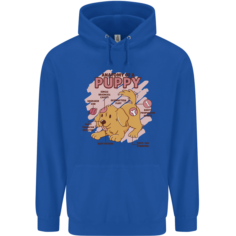 Anatomy of a Puppy Dog Mens 80% Cotton Hoodie Royal Blue