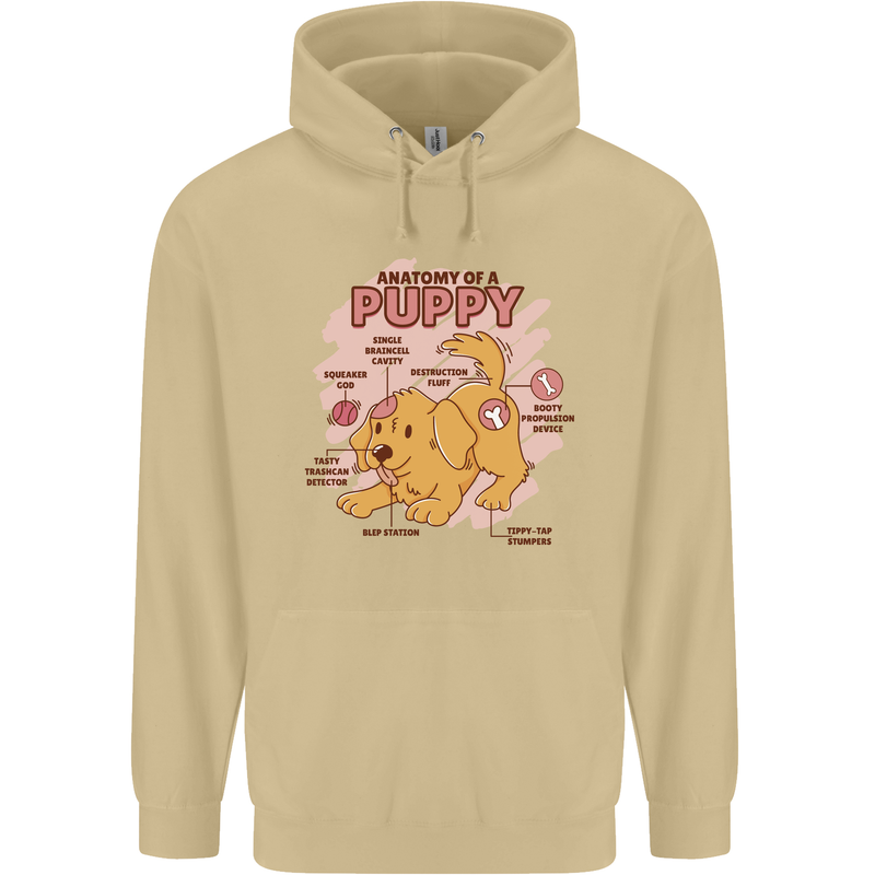Anatomy of a Puppy Dog Mens 80% Cotton Hoodie Sand