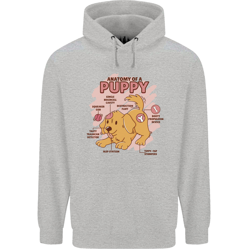 Anatomy of a Puppy Dog Mens 80% Cotton Hoodie Sports Grey