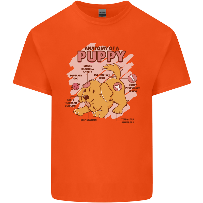 Anatomy of a Puppy Dog Mens Cotton T-Shirt Tee Top Orange