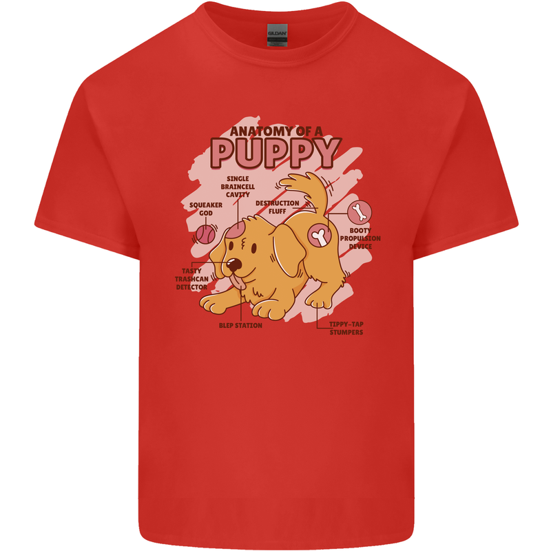 Anatomy of a Puppy Dog Mens Cotton T-Shirt Tee Top Red