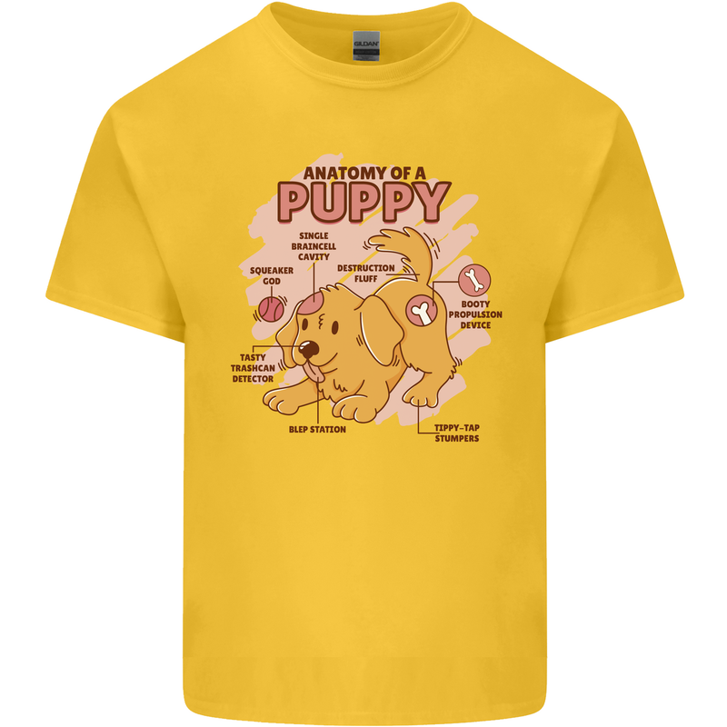 Anatomy of a Puppy Dog Mens Cotton T-Shirt Tee Top Yellow