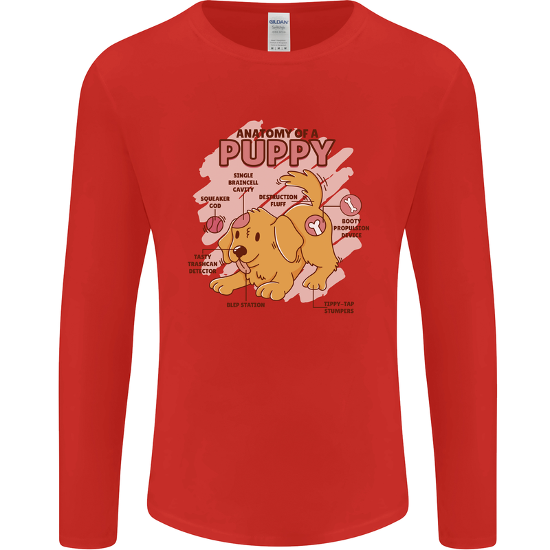 Anatomy of a Puppy Dog Mens Long Sleeve T-Shirt Red