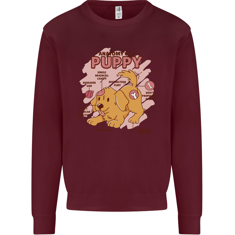 Anatomy of a Puppy Dog Mens Sweatshirt Jumper Maroon