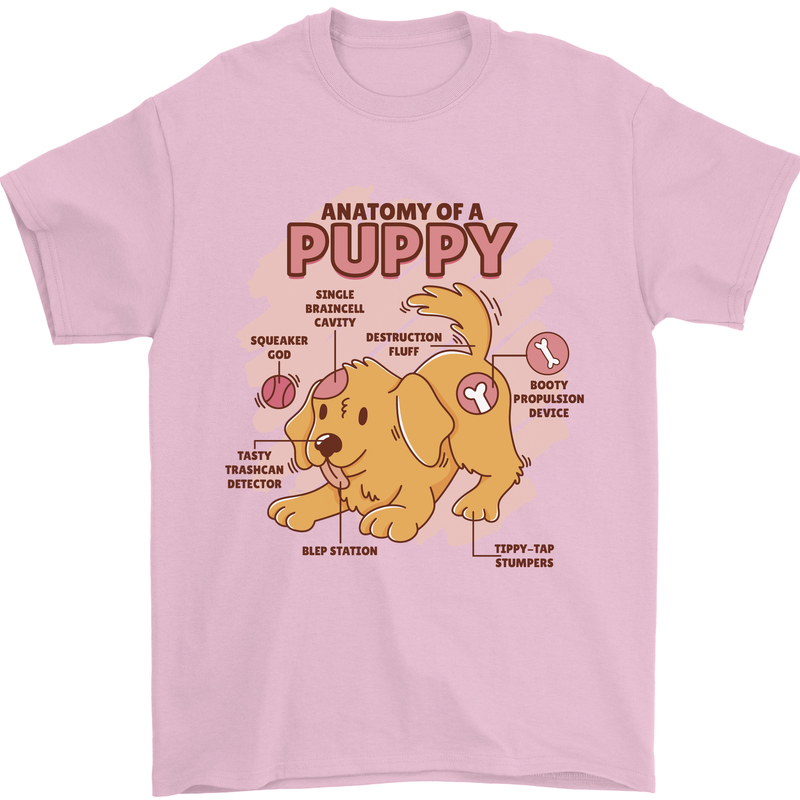 Anatomy of a Puppy Dog Mens T-Shirt 100% Cotton Light Pink