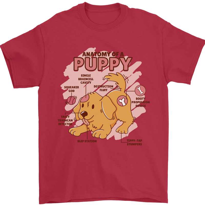 Anatomy of a Puppy Dog Mens T-Shirt 100% Cotton Red