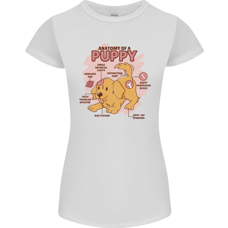 Anatomy of a Puppy Dog Womens Petite Cut T-Shirt White