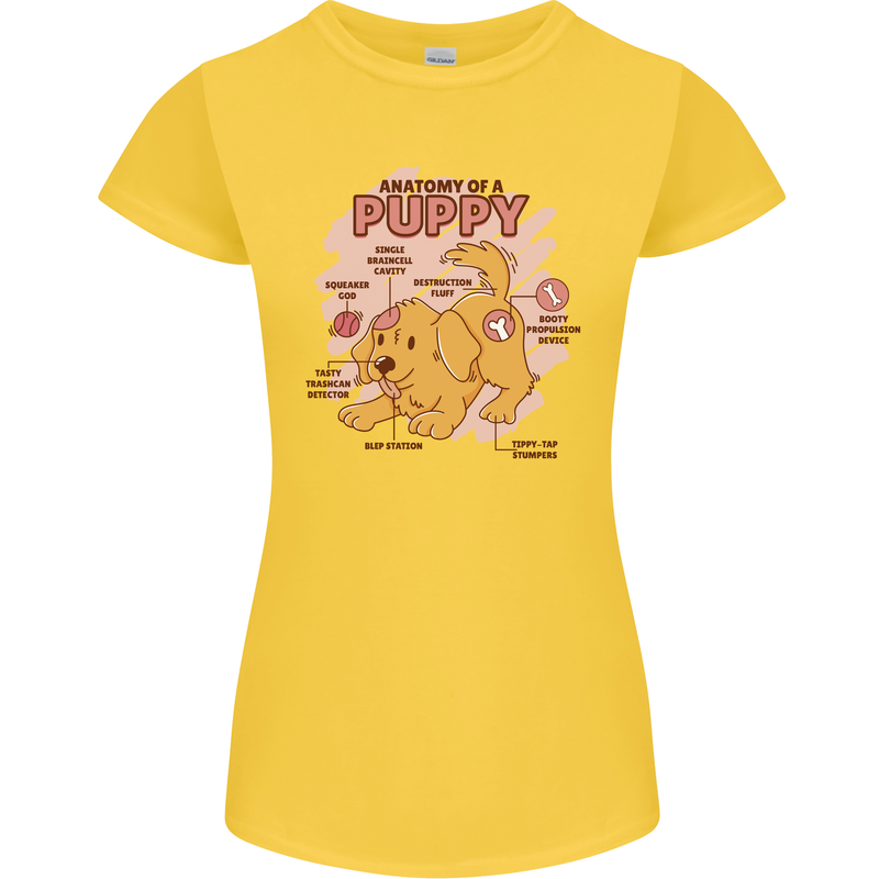 Anatomy of a Puppy Dog Womens Petite Cut T-Shirt Yellow