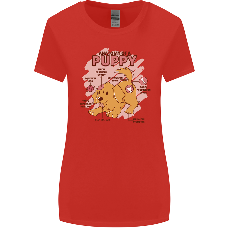 Anatomy of a Puppy Dog Womens Wider Cut T-Shirt Red