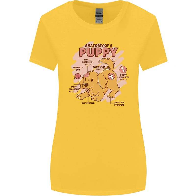 Anatomy of a Puppy Dog Womens Wider Cut T-Shirt Yellow