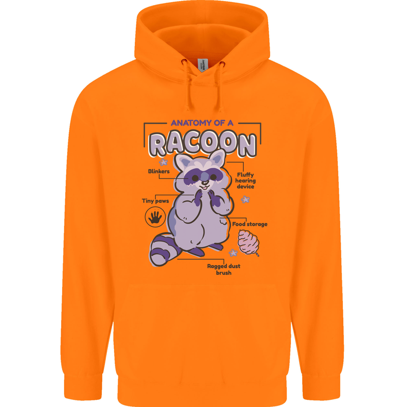 Anatomy of a Racoon Funny Childrens Kids Hoodie Orange