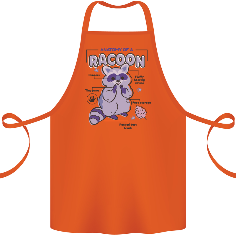 Anatomy of a Racoon Funny Cotton Apron 100% Organic Orange