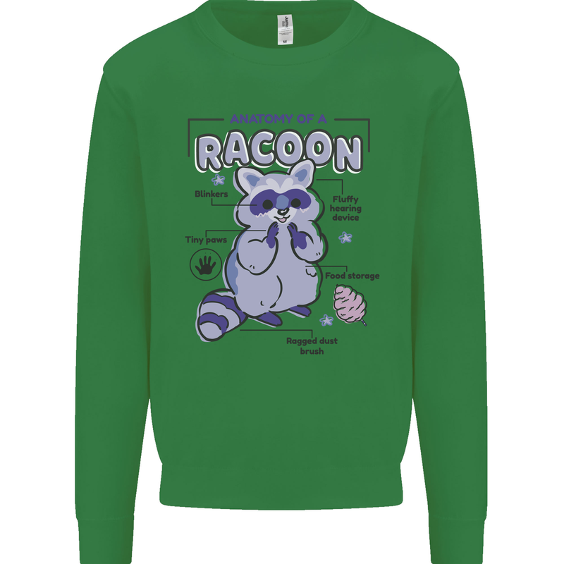 Anatomy of a Racoon Funny Kids Sweatshirt Jumper Irish Green