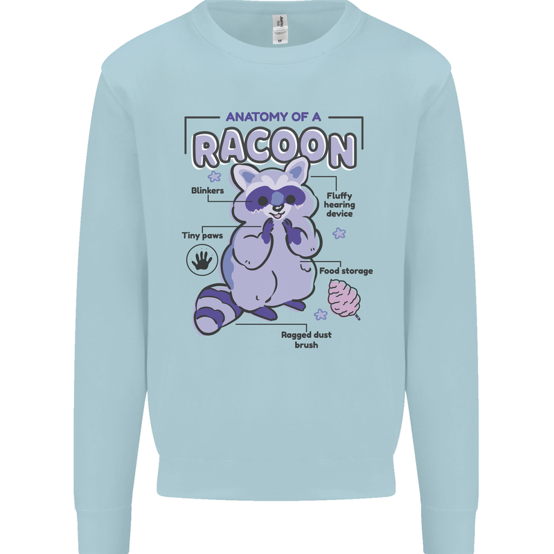 Anatomy of a Racoon Funny Kids Sweatshirt Jumper Light Blue