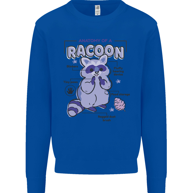 Anatomy of a Racoon Funny Kids Sweatshirt Jumper Royal Blue