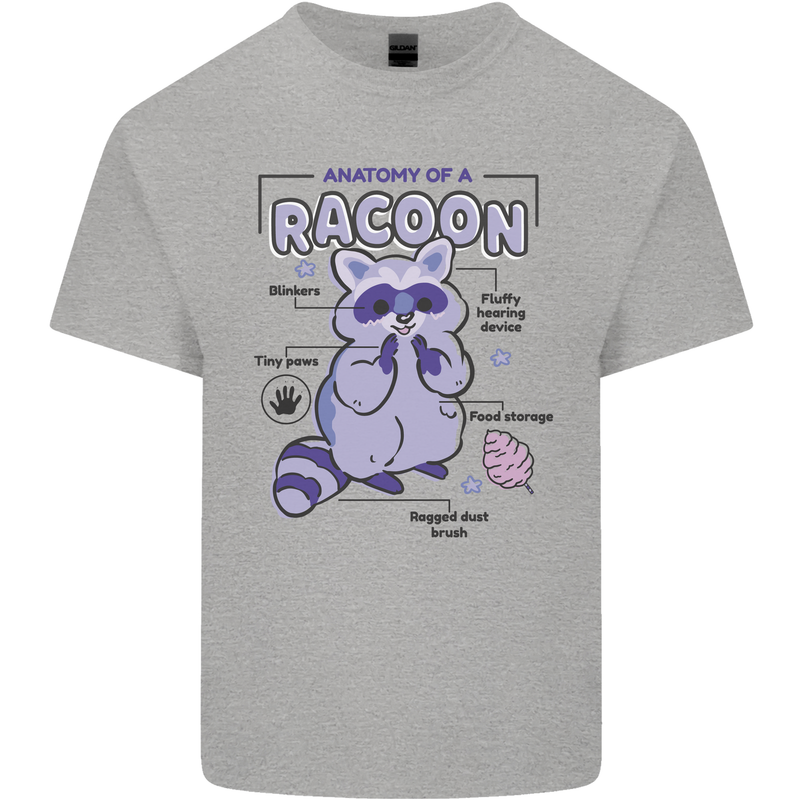 Anatomy of a Racoon Funny Kids T-Shirt Childrens Sports Grey