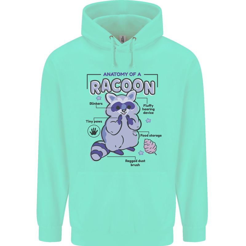 Anatomy of a Racoon Funny Mens 80% Cotton Hoodie Peppermint