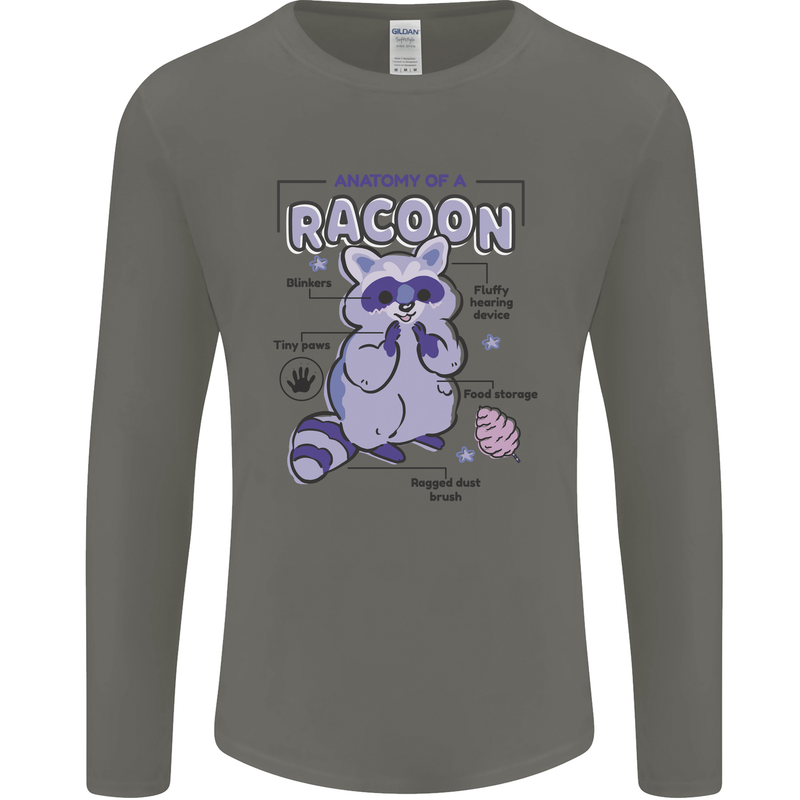 Anatomy of a Racoon Funny Mens Long Sleeve T-Shirt Charcoal