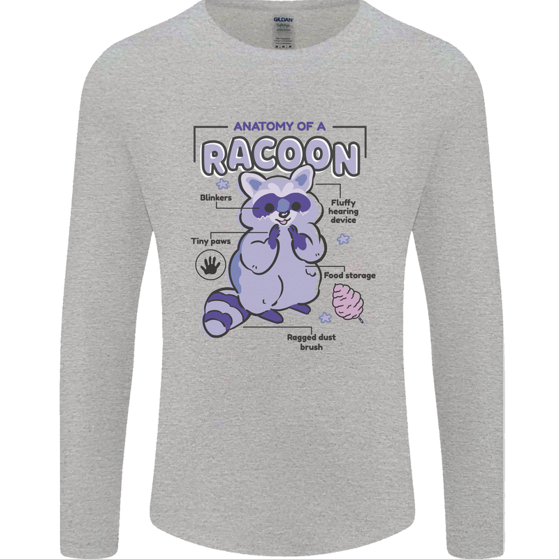 Anatomy of a Racoon Funny Mens Long Sleeve T-Shirt Sports Grey