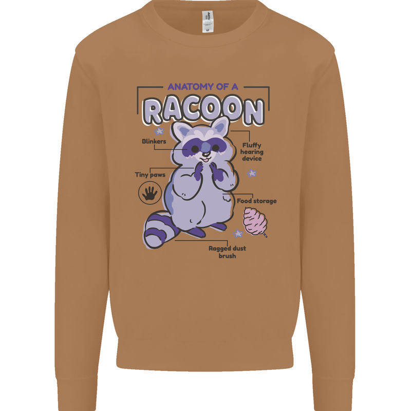Anatomy of a Racoon Funny Mens Sweatshirt Jumper Caramel Latte