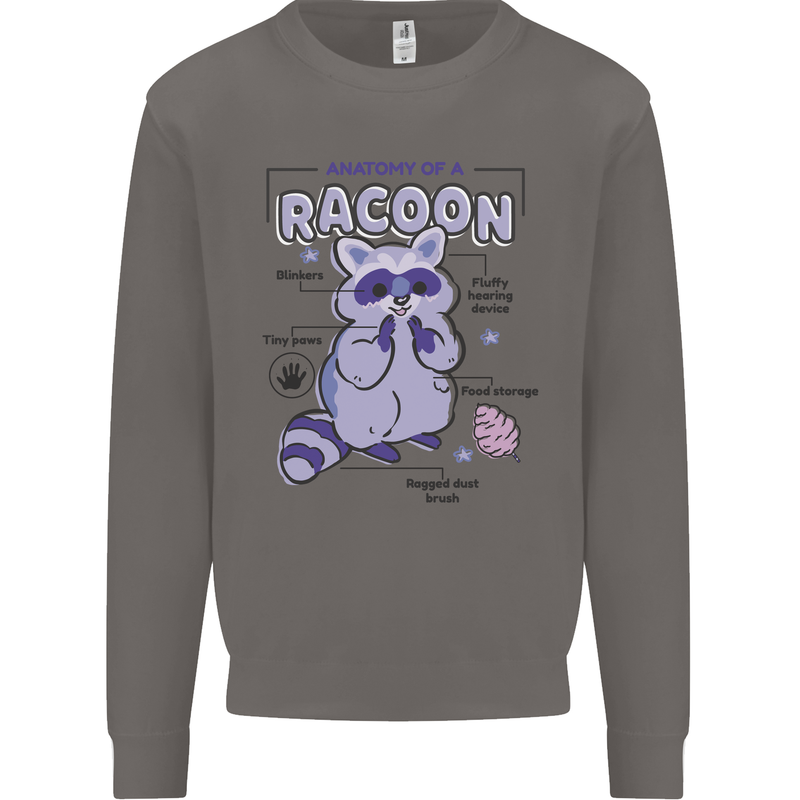 Anatomy of a Racoon Funny Mens Sweatshirt Jumper Charcoal