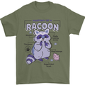 Anatomy of a Racoon Funny Mens T-Shirt 100% Cotton Military Green