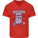 Anatomy of a Racoon Funny Mens V-Neck Cotton T-Shirt Red