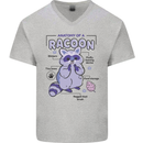 Anatomy of a Racoon Funny Mens V-Neck Cotton T-Shirt Sports Grey