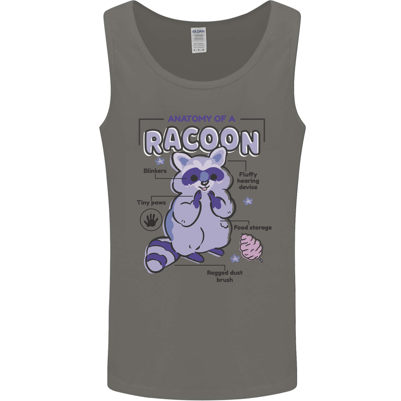 Anatomy of a Racoon Funny Mens Vest Tank Top Charcoal
