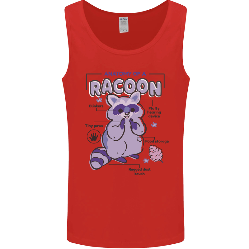 Anatomy of a Racoon Funny Mens Vest Tank Top Red
