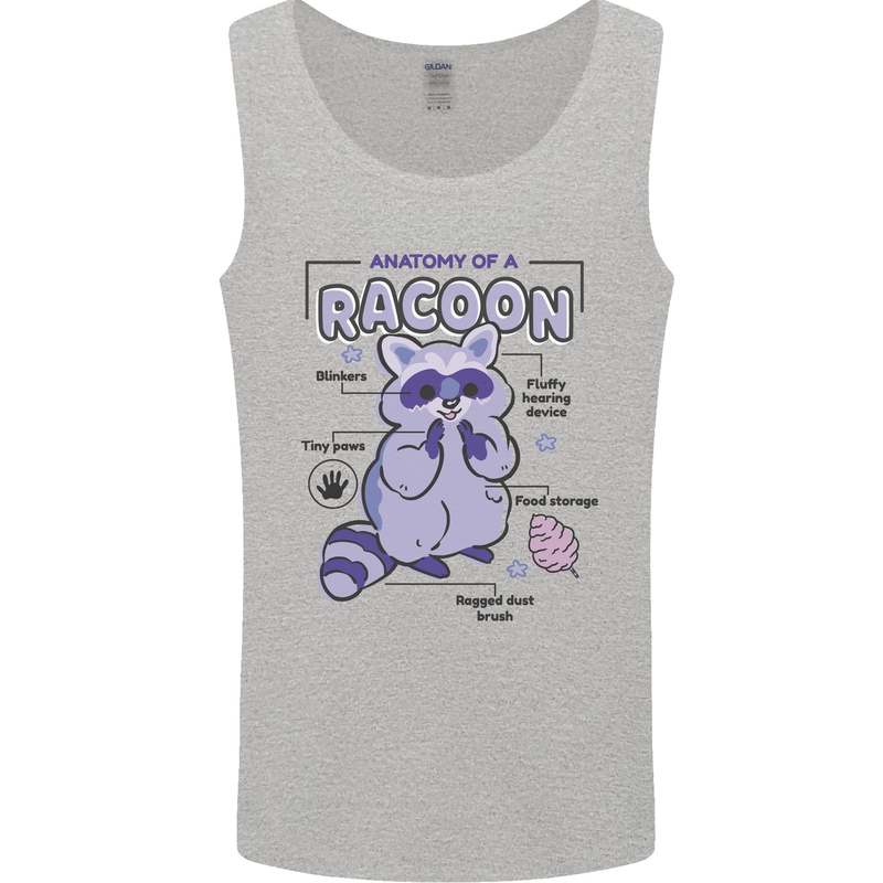 Anatomy of a Racoon Funny Mens Vest Tank Top Sports Grey
