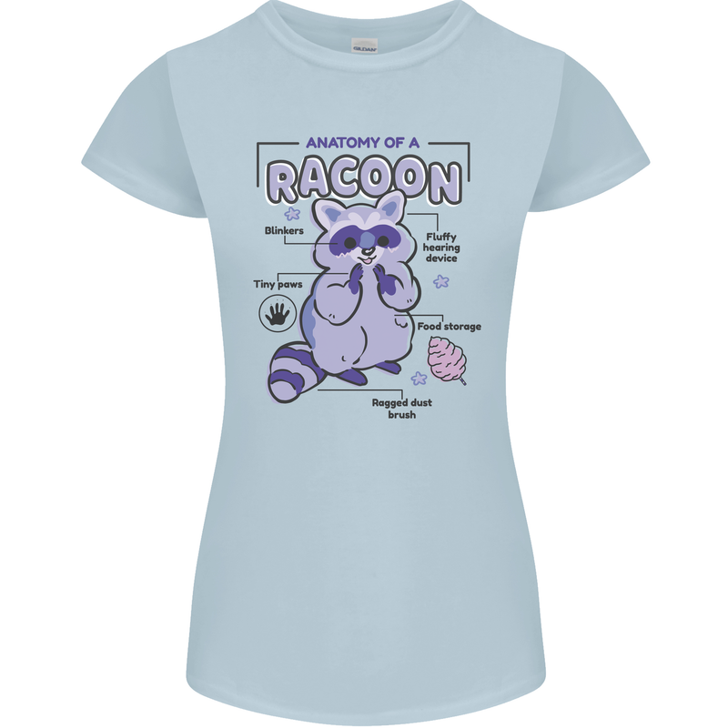 Anatomy of a Racoon Funny Womens Petite Cut T-Shirt Light Blue
