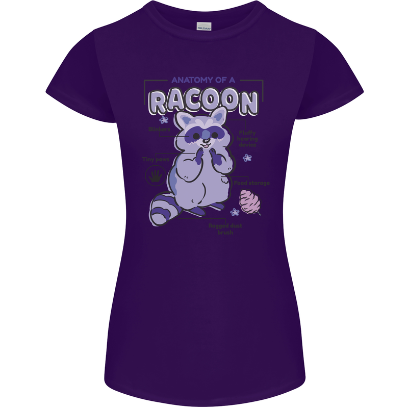 Anatomy of a Racoon Funny Womens Petite Cut T-Shirt Purple