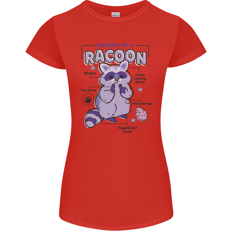 Anatomy of a Racoon Funny Womens Petite Cut T-Shirt Red