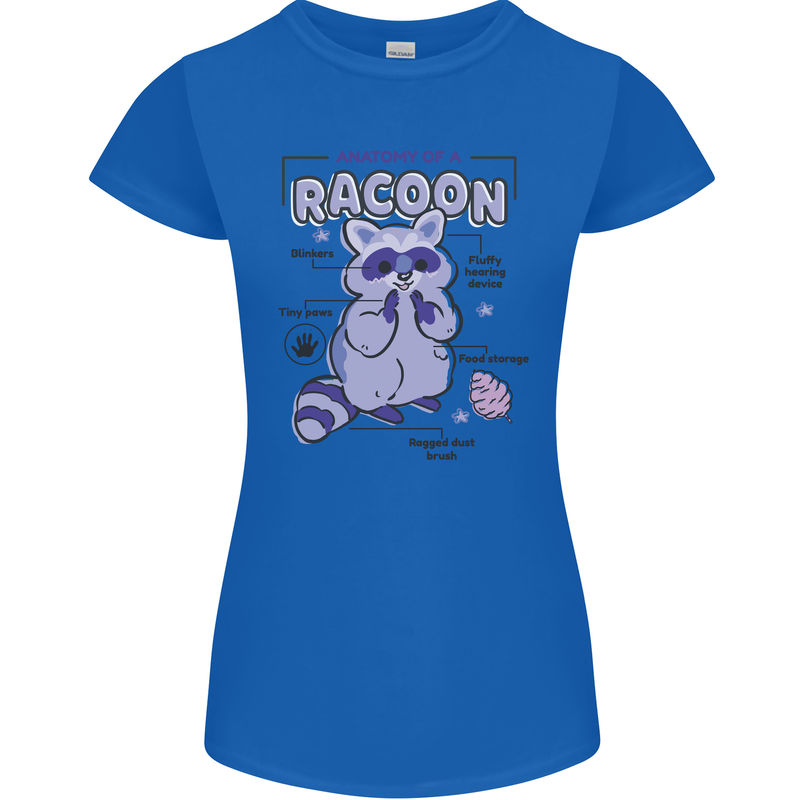 Anatomy of a Racoon Funny Womens Petite Cut T-Shirt Royal Blue