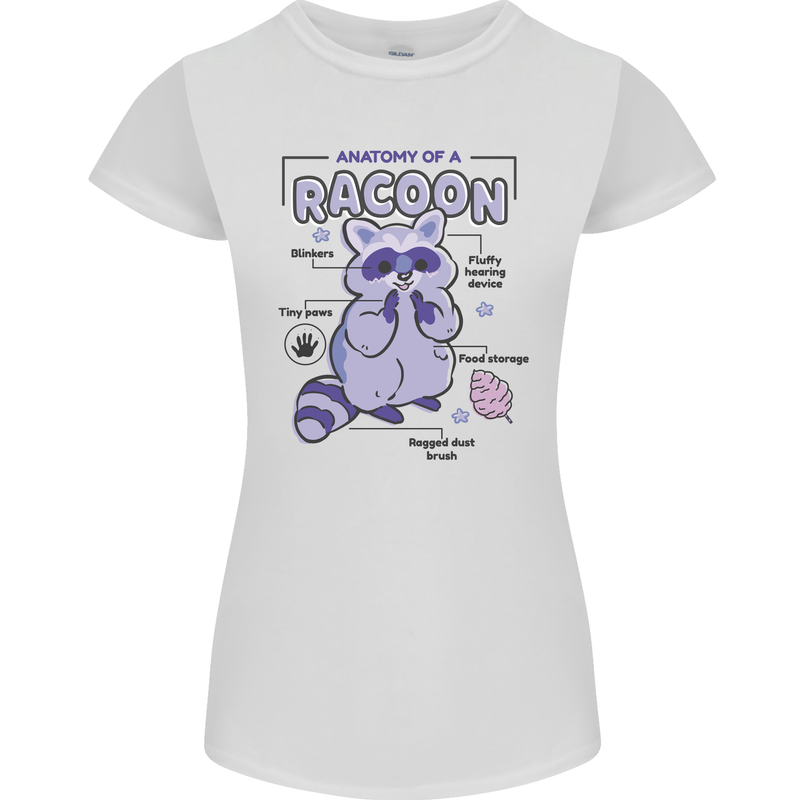 Anatomy of a Racoon Funny Womens Petite Cut T-Shirt White