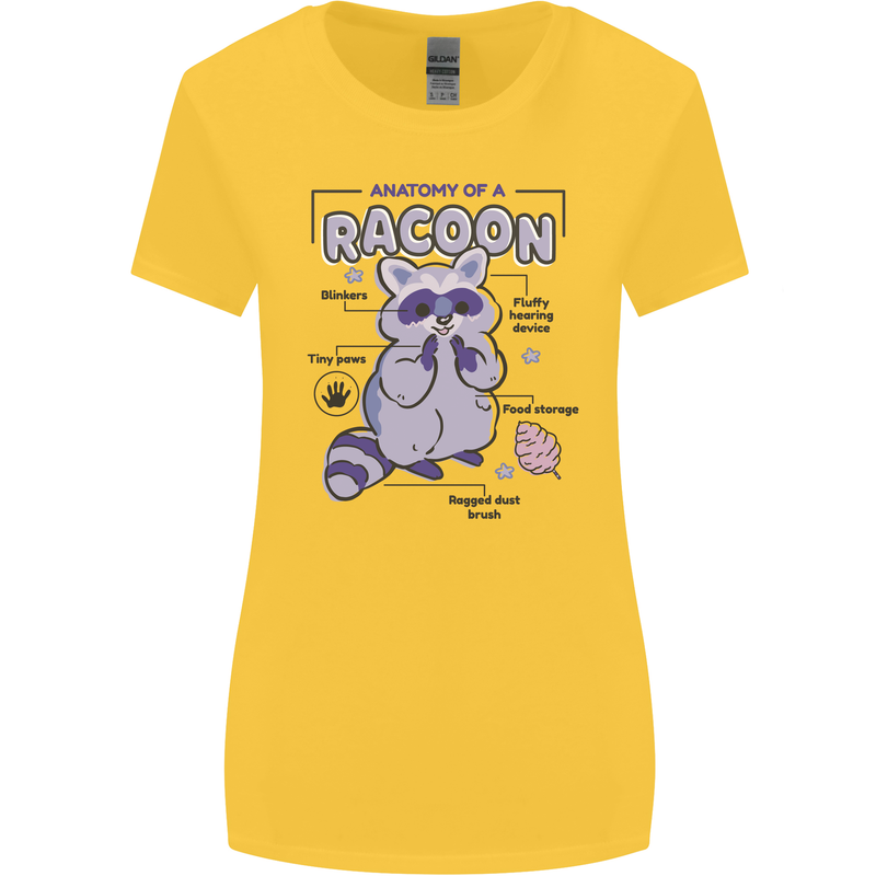 Anatomy of a Racoon Funny Womens Wider Cut T-Shirt Yellow