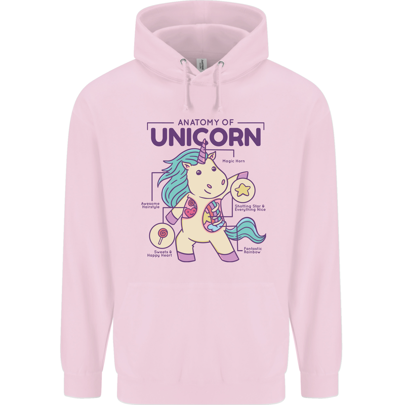 Anatomy of a Unicorn Funny Fantasy Childrens Kids Hoodie Light Pink