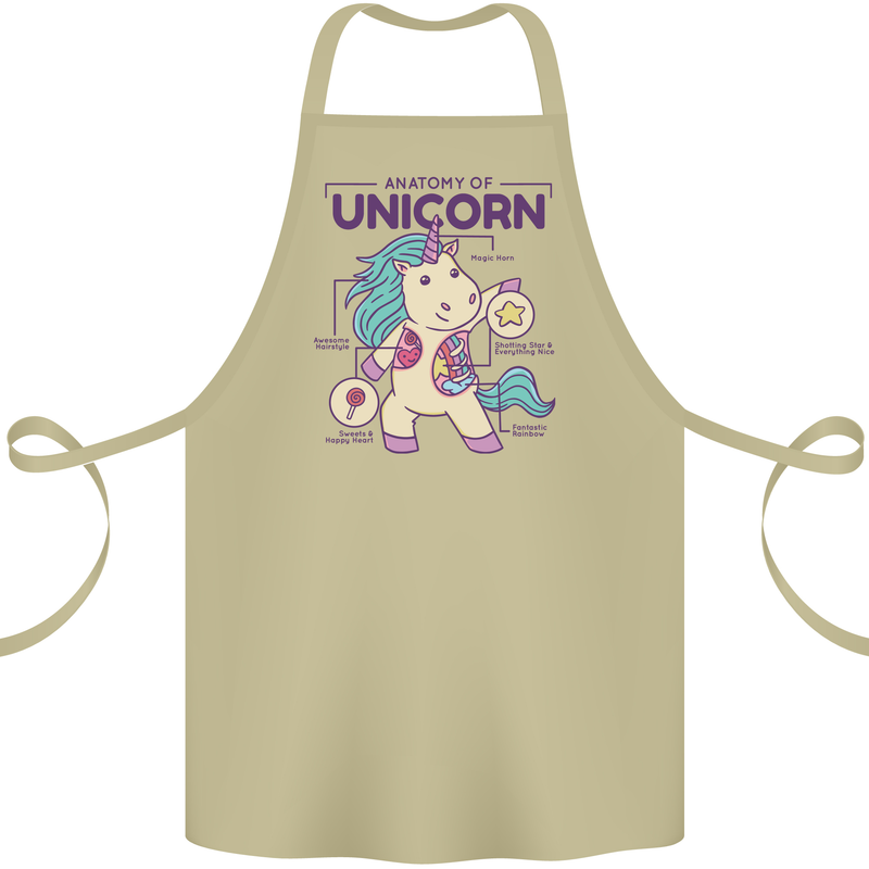 Anatomy of a Unicorn Funny Fantasy Cotton Apron 100% Organic Khaki