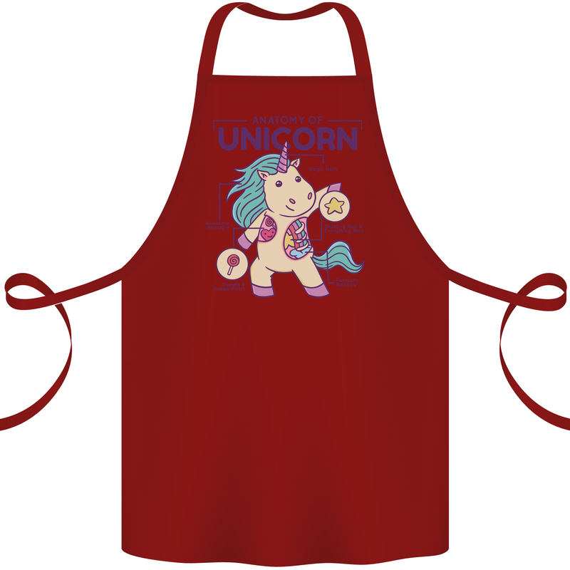 Anatomy of a Unicorn Funny Fantasy Cotton Apron 100% Organic Maroon