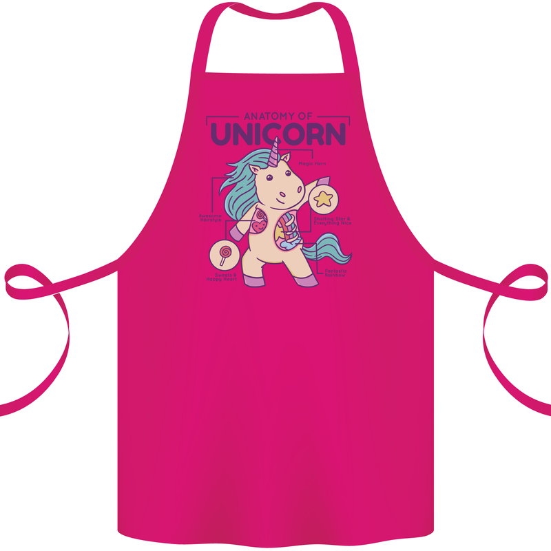 Anatomy of a Unicorn Funny Fantasy Cotton Apron 100% Organic Pink