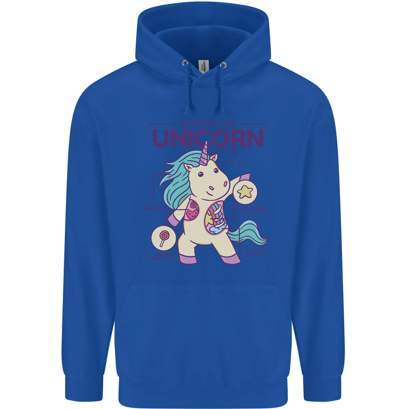 Anatomy of a Unicorn Funny Fantasy Mens 80% Cotton Hoodie Royal Blue