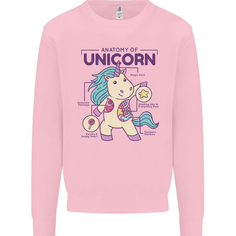 Anatomy of a Unicorn Funny Fantasy Mens Sweatshirt Jumper Light Pink