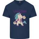 Anatomy of a Unicorn Funny Fantasy Mens V-Neck Cotton T-Shirt Navy Blue