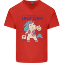 Anatomy of a Unicorn Funny Fantasy Mens V-Neck Cotton T-Shirt Red