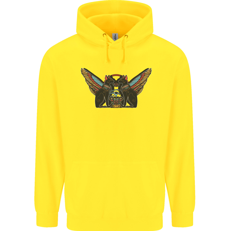 Ancient Egypt Winged Cats Eye of Horus Childrens Kids Hoodie Yellow
